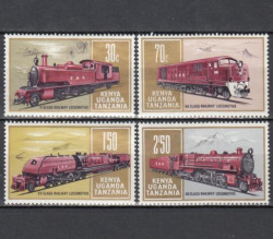 Набор марок. Восточная Африка (Кения, Уганда и Танзания) 1971 год. Восточноафриканские железные дороги. (4 марки)
