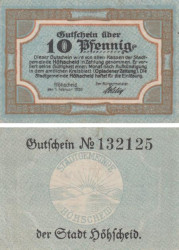 Бона. Германия. Хехшайд 10 пфеннигов 1920 год. Нотгельд. (VF)