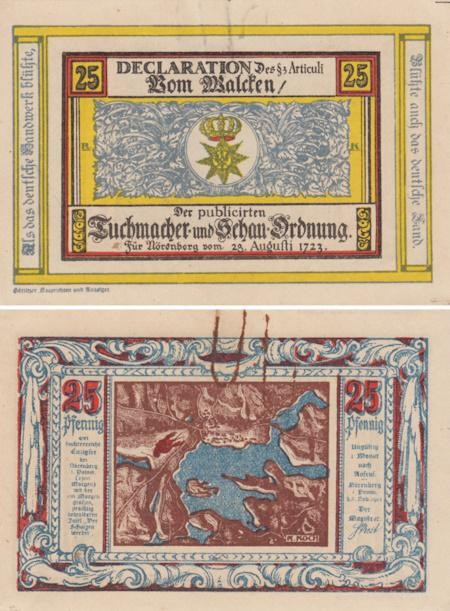  Бона. Германия (Польша). Нёренберг (Иньско) 25 пфеннигов 1921 год. Нотгельд. (VF) 