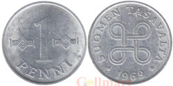 Финляндия. 1 пенни 1969 год. (алюминий)