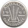 Австралия. 3 пенса 1961 год. Три колоска пшеницы. 