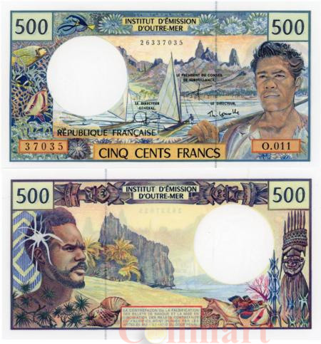  Бона. Французская Полинезия 500 франков 2002 год. Рыбак. (Пресс) 