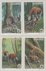 Набор марок. Заир. Всемирный фонд дикой природы - Окапи (1984). 4 марки.