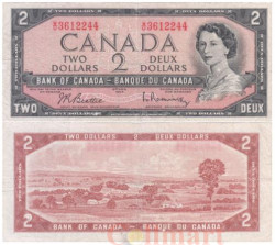Бона. Канада 2 доллара 1961 год. Елизавета II. (F-VF)