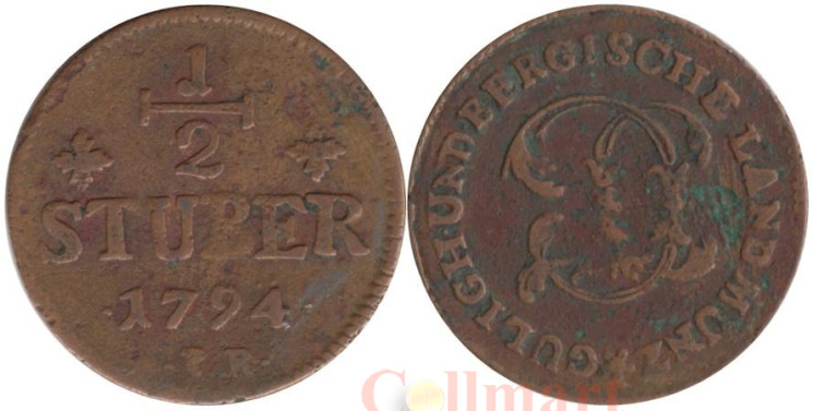  Юлих-Берг. 1/2 штюбера 1794 год. 