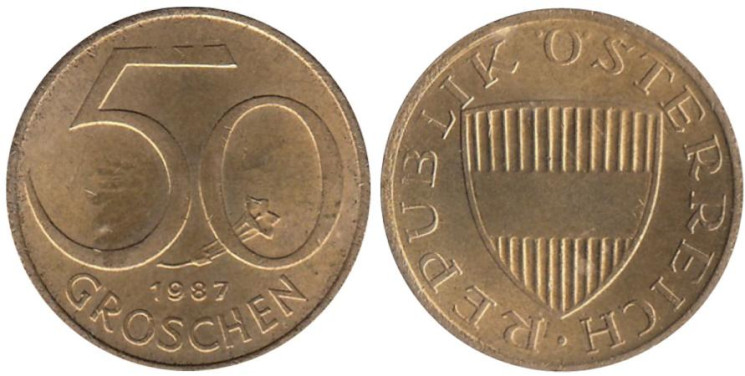  Австрия. 50 грошей 1987 год. 