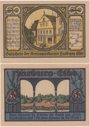 Бона. Германия. Харбург (Швабия) 50 пфеннигов 1921 год. Пейзаж. Нотгельд. (XF)