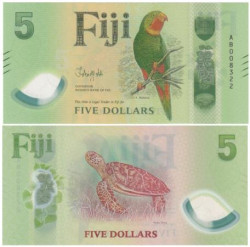 Бона. Фиджи 5 долларов 2026 год. Попугай Кулаваи. (Пресс)