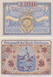 Бона. Германия. Нюртинген 50 пфеннигов 1918 год. Нотгельд. (VF)