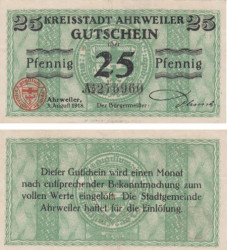 Бона. Германия. Арвайлер 25 пфеннигов 1918 год. Нотгельд. (VF)