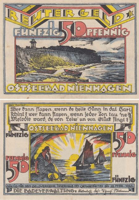  Бона. Германия. Остзебад-Нинхаген 50 пфеннигов 1922 год. Нотгельд. (XF) 