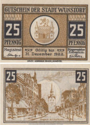 Бона. Германия. Вунсторф 25 пфеннигов 1922 год. Нотгельд. (XF)