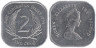  Восточные Карибы. 2 цента 1994 год. Королева Елизавета II. 