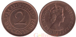 Маврикий. 2 центов 1971 год. Королева Елизавета II.