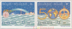 Набор марок. Бельгия. 500-летие открытия Америки. 2 марки.