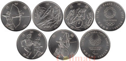 Япония. Набор монет 100 йен 2020 год. Летние Олимпийские и Паралимпийские игры, Токио 2020. (5 монет)