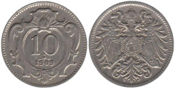 Австрия. 10 геллеров 1909 год.