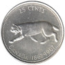  Канада. 25 центов 1967 год. 100 лет Конфедерации Канада. Рысь. 