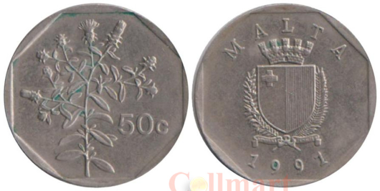  Мальта. 50 центов 1991 год. Девясил. 