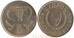 Кипр. 5 центов 1998 год. Бык.