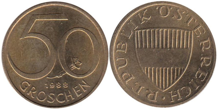  Австрия. 50 грошей 1988 год. 