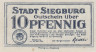  Бона. Германия. Зигбург 10 пфеннигов 1921 год. Нотгельд. (VF) 
