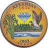  США. 25 центов 2003 год. Квотер штата Арканзас. цветное покрытие (P). 