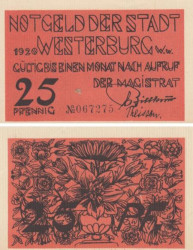 Бона. Германия. Вестербург 25 пфеннигов 1920 год. Нотгельд. (XF)