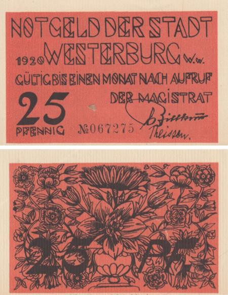  Бона. Германия. Вестербург 25 пфеннигов 1920 год. Нотгельд. (XF) 