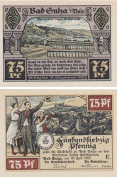 Бона. Германия. Бад-Зульца 75 пфеннигов 1921 год (серия E). Нотгельд. (XF)
