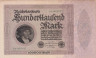  Бона. Веймарская республика 100.000 марок 1923 год. Кауфман (Купец) Георг Гизе. (6-значный серийный номер) (F-VF) 