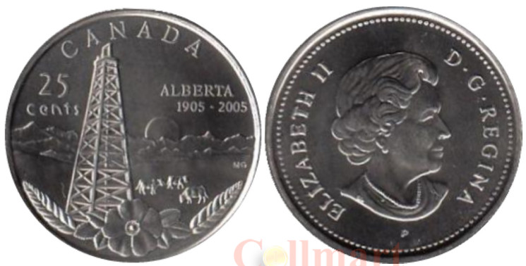  Канада. 25 центов 2005 год. 100 лет провинции Альберта. 