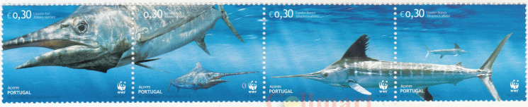  Сцепка марок. Азорские острова. Атлантический голубой марлин. 