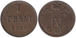 Финляндия. 1 пенни 1900 год. Николай II.