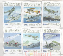Набор марок. Гибралтар. 90-летие Королевских ВВС. 6 марок.