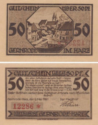 Бона. Германия. Гернроде 50 пфеннигов 1921 год. Нотгельд. (XF)