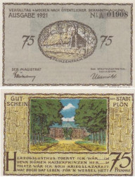 Бона. Германия. Плён 75 пфеннигов 1921 год. Нотгельд. (XF)