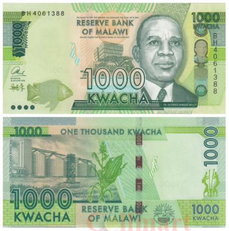  Бона. Малави 1000 квач 2016 год. Хастингс Банда. (Пресс) 