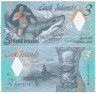  Бона. Острова Кука 3 доллара 2021 год. Обнаженная Ина, плывущая на акуле. (Пресс) 