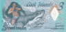  Бона. Острова Кука 3 доллара 2021 год. Обнаженная Ина, плывущая на акуле. (Пресс) 