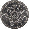  Остров Мэн. 1 крона 1980 год. XIII зимние Олимпийские Игры, Лейк-Плэсид 1980. 