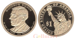 США. 1 доллар 2013 год. 28-й президент Томас Вудро Вильсон (1913–1921). (S)