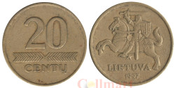Литва. 20 центов 1997 год. Герб Литвы - Витис.