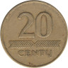  Литва. 20 центов 1997 год. Герб Литвы - Витис. 