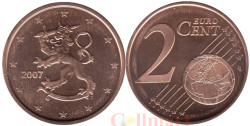 Финляндия. 2 евроцента 2007 год. Геральдический лев.