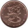  Финляндия. 2 евроцента 2007 год. Геральдический лев. 