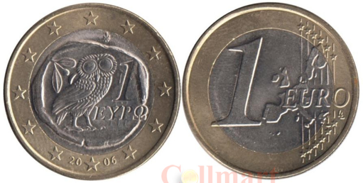  Греция. 1 евро 2006 год. Сова. 