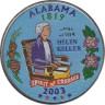  США. 25 центов 2003 год. Квотер штата Алабама. цветное покрытие (D). 
