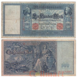 Бона. Германская империя 100 марок 1910 год. Меркурий и Церера. (F)