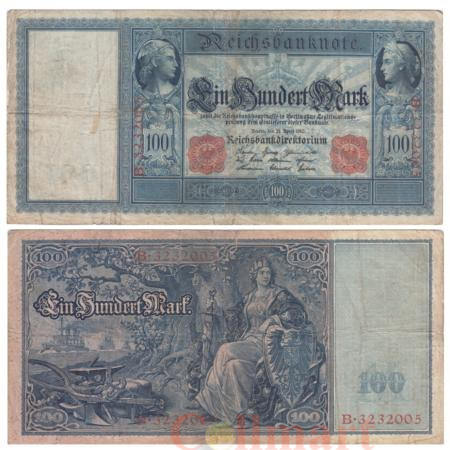  Бона. Германская империя 100 марок 1910 год. Меркурий и Церера. (F) 